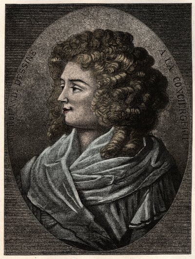 Portræt af Manon (Jeanne Marie) Roland Philipon dite Madame Roland (1754-1793) a la Concierge, medlem af den girondistiske fraktion under den franske revolution. af Artist Unknown