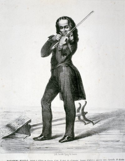 Portræt af Niccolo Paganini (radering) af Artist Unknown