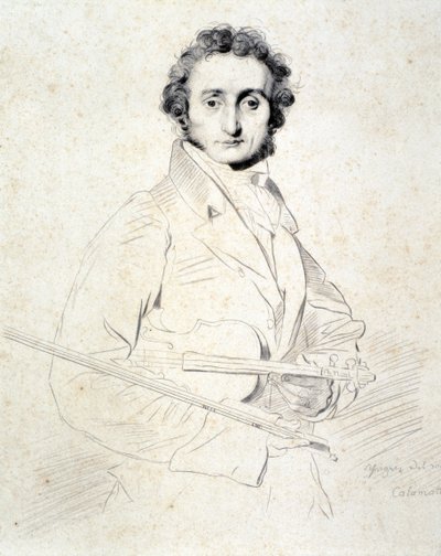 Portræt af Niccolo Paganini (radering) af Artist Unknown