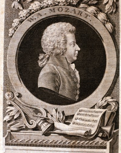 Portræt af Wolfgang Amadeus Mozart (radering) af Artist Unknown