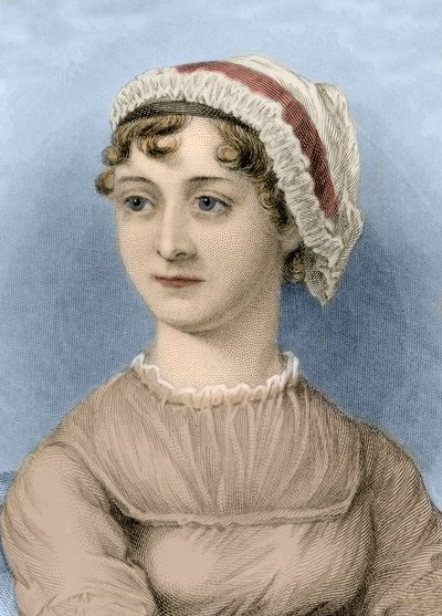 Portræt af den engelske forfatter Jane Austen (maleri) af Artist Unknown