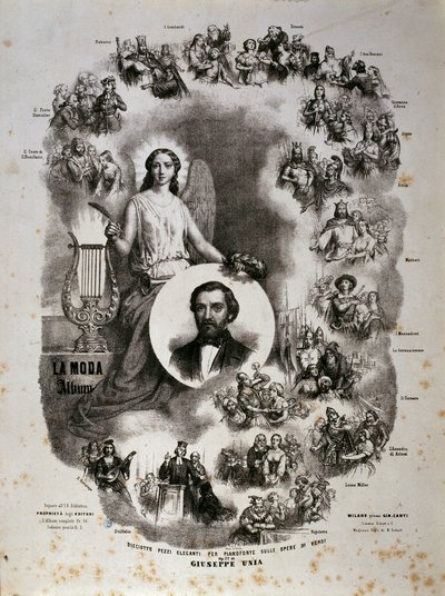 Plakat med scener fra hans operaer (plakat) af Artist Unknown