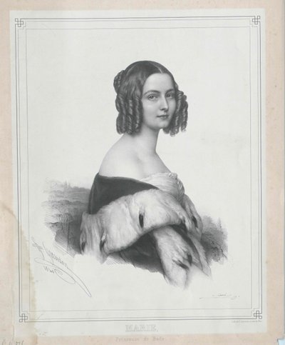 Prinsesse af Baden Marie (print) af Artist Unknown