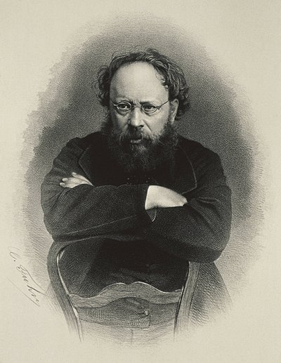 Proudhon, Pierre-Joseph (1809-1865). Fransk socialistisk teoretiker og økonom. Litografi af Artist Unknown