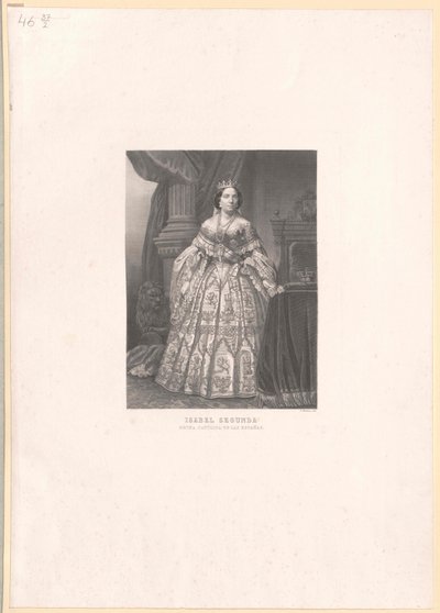 Dronning af Spanien Isabella II af Artist Unknown