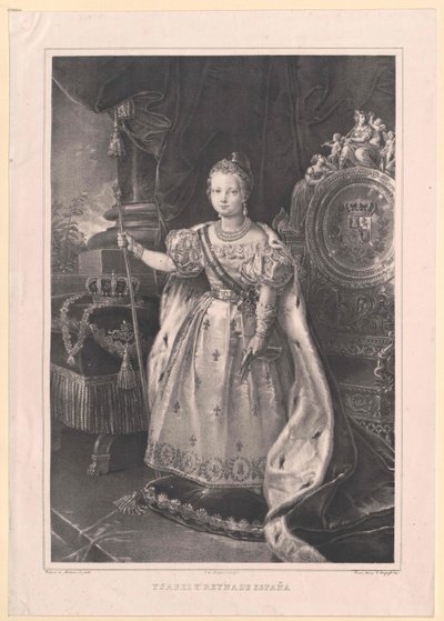 Dronning af Spanien Isabella II af Artist Unknown