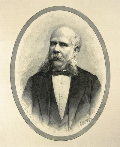 RIUS I TAULET, Francesc de Paula (1833-1889). Spansk advokat og politiker. Borgmester i Barcelona og initiativtager til verdensudstillingen i Barcelona i 1888. Portræt udgivet i "La Ilustracion Espanola y Americana" af A. Carretero. Gravering. af Artist Unknown