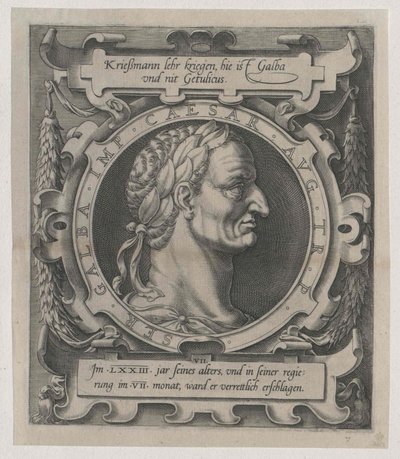 Den romerske kejser Galba (tryk) af Artist Unknown