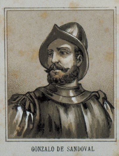 SANDOVAL, Gonzalo de (1497-1527). Spansk conquistador i Ny Spanien (Mexico). Gravering. af Artist Unknown