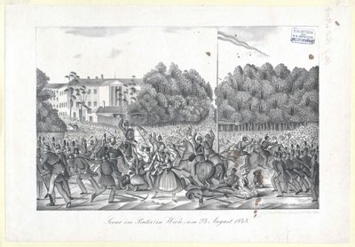 Scene i Prater (i Wien) den 23. august 1848 af Artist Unknown