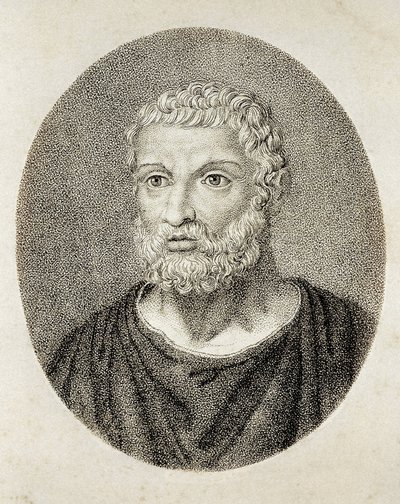 THALES af Milet (6. århundrede a. C-s. VI f.Kr.). Portræt af Thales af Milet. Gravering. af Artist Unknown