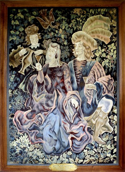 Billedtæppe, der forestiller Thibault IV af Champagne og Blanche af Kastilien af Artist Unknown