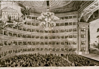 Teatro alla Scala i Milano, ca. 1880 (radering) af Artist Unknown