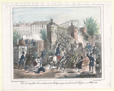 Lerchenfelder-linjen under de k.k.-troppers belejring i oktober 1848 af Artist Unknown