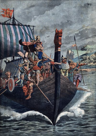 Vikingernes ankomst til Normandiet i det 9. århundrede af Artist Unknown