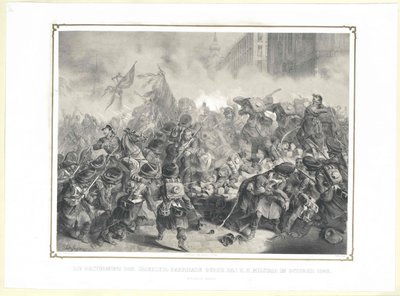 Angrebet på Jaegerzeil-barrikaden af det k. k. militær i oktober 1848 af Artist Unknown