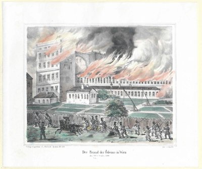 Brandstifteren af Odeon i Wien den 28. oktober 1848 af Artist Unknown