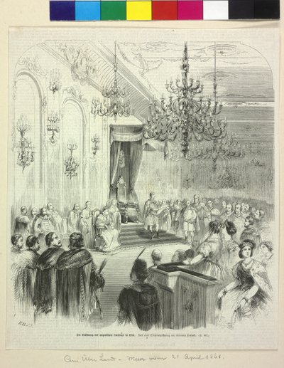 Indvielsen af den ungarske landdag i Buda den 6. april 1861 af grev George Apponyi af Artist Unknown