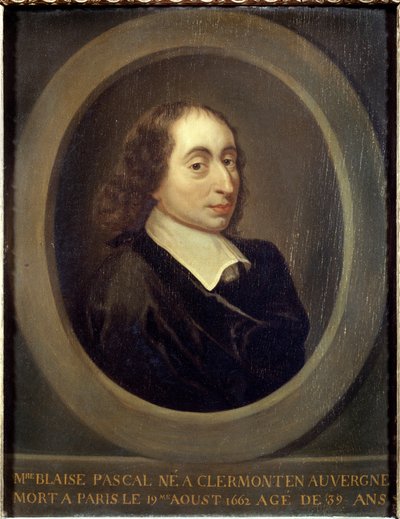 Portræt af Blaise Pascal (1623-1662) (olie på lærred) af Artist Unknown