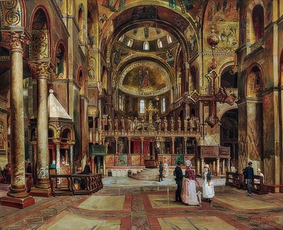 Inde i Basilica di San Marco, Venedig. 1886 af Arturo Ferrari