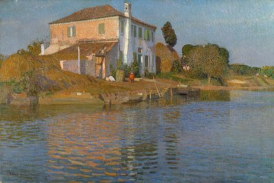 Øen foran Torcello (olie på lærred) af Arturo Noci