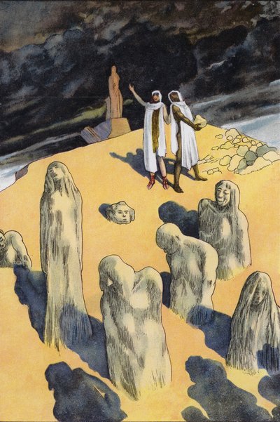 Prometheus skaber mennesket af ler (farve litho) af Artus Scheiner
