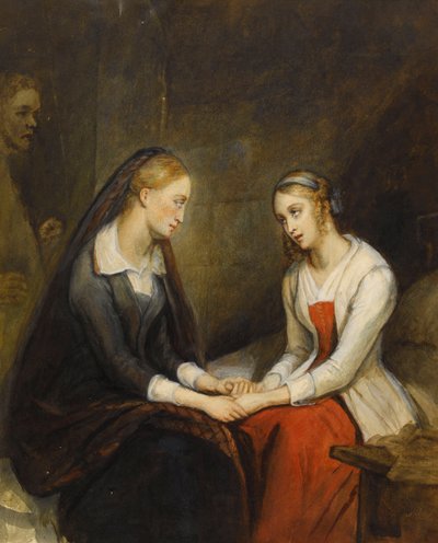 Effie og Jeanie Deans. Efter Walter Scotts The Heart of Mid-Lothian, første kvartal af det 19. af Ary Scheffer