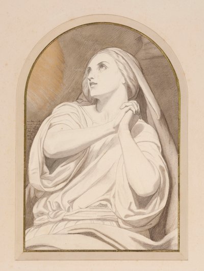 Mary Magdalene in Ecstasy, ca. 1858 (blyant, farvekridt, akvarel, vask og blæk på papir) af Ary Scheffer