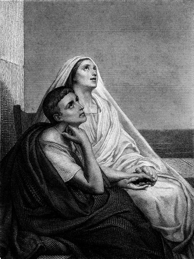 Saint Monique med Saint Augustin - på forsiden af ​​Saint Moniques historie af Abbe Bougaud, Librairie Poussielgue 1866 af Ary Scheffer
