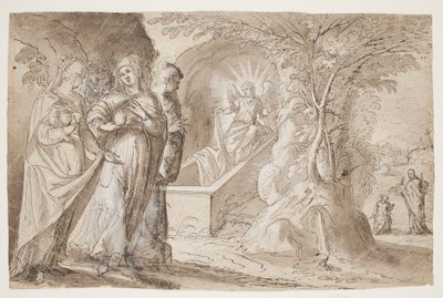 De tre Mariaer ved Kristi grav, med "Domine quo vadis" i baggrunden af Ascanio Spineda