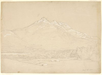 Mount Chocorua, New Hampshire, 1855 (grafit og hvid gouache på forberedt beige papir) af Asher Brown Durand