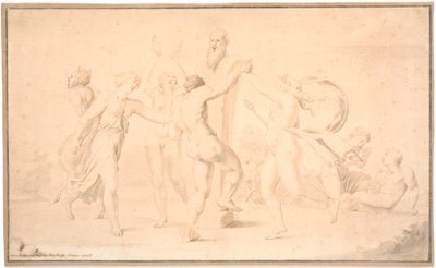 Bagerste kanal. En satyr, en hind og tre hinder danser om Priapsherme af Asmus Jacob Carstens