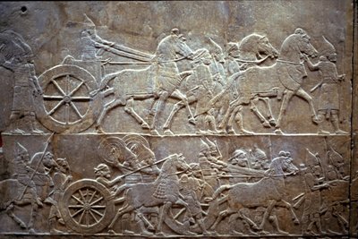 Ashurbanipal ved slaget ved Til-Tuba, 650-620 f.Kr af Assyrian