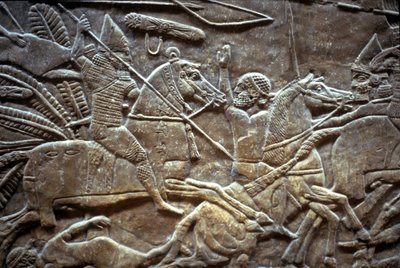 Ashurbanipal ved slaget ved Til-Tuba, 650-620 f.Kr af Assyrian