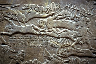Ashurbanipal ved slaget ved Til-Tuba, 650-620 f.Kr af Assyrian