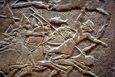 Ashurbanipal ved slaget ved Til-Tuba, 650-620 f.Kr af Assyrian