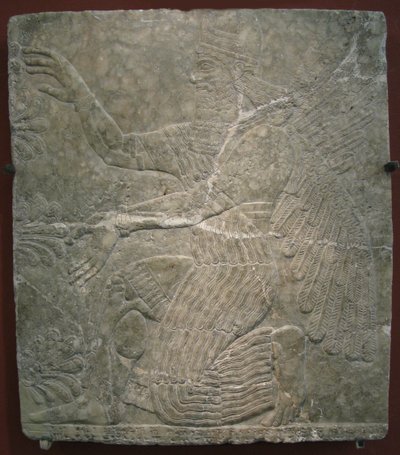 Bevinget guddom ved det hellige træ. Relief fra paladset Ashurnasirpal II i Kalhu, Nimrud, 9. århundrede f.Kr. af Assyrian
