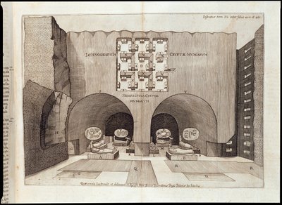Interiør af en pyramide - i "" Sphynx mystagoga"" af Athanase Kircher af Athanasius Kircher