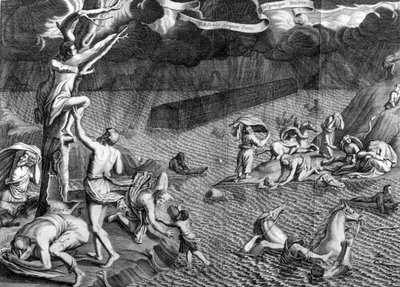 Syndflodens scene, 1675 af Athanasius Kircher