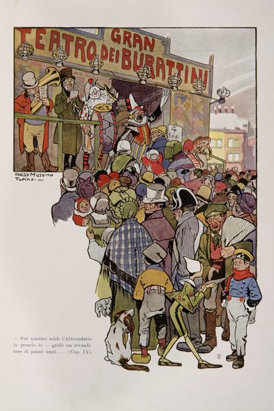 Illustration fra Pinocchio af Attilio Mussino