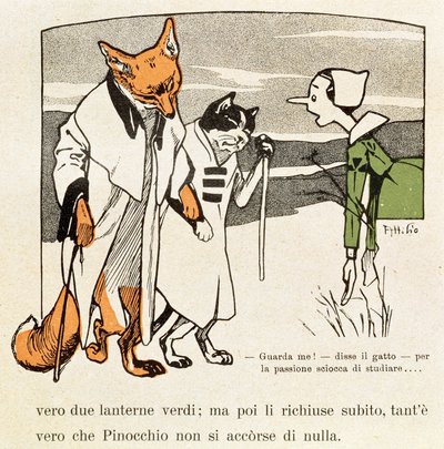 Pinocchio møder katten og ræven af Attilio Mussino