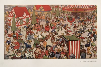 Legetøjslandet, illustration fra Pinocchio af Attilio Mussino