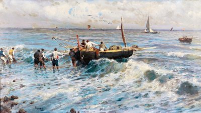 Havlandskab med fiskere af Attilio Pratella