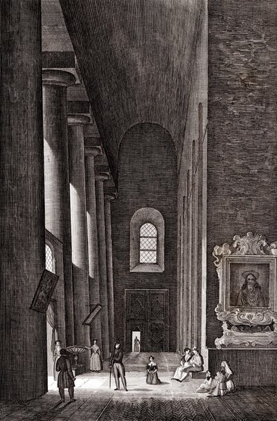 Sidegang til katedralen Nativita di Maria Santissima i Syracusa, Sicilien, Italien, kobberstik, ca. 19x29 cm af Attilio Zuccagni Orlandini