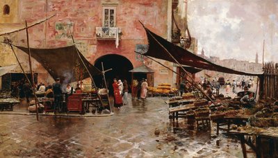 En markedsplads Messina af Attillo Pratella