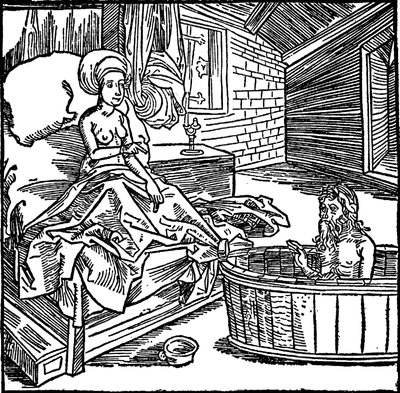 Kvinden og den badende eremit. af attributed to Albrecht Dürer
