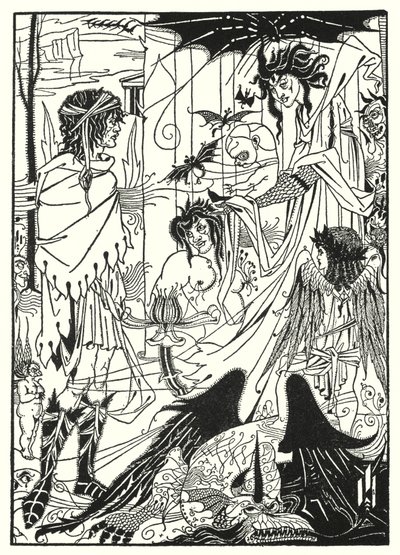 Drømme (gravering) af Aubrey (after) Beardsley