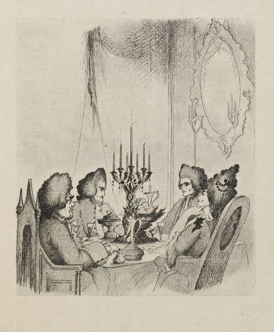 En scene fra "Madame Lescaut" fra en bog med halvtreds tegninger af Aubrey Beardsley