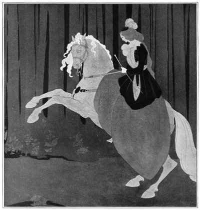 En kvinde, der sidder på en opvoksende hest, 1898. af Aubrey Beardsley