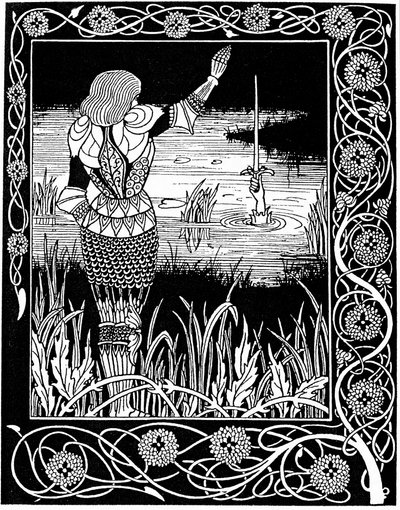 Excalibur genindvindes af Lady of the Lake, 1893 af Aubrey Beardsley